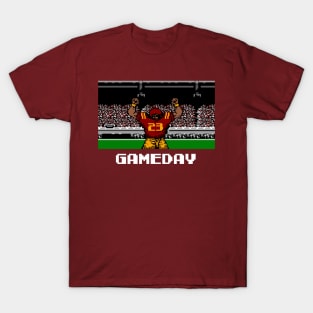 Maroon and Gold Football Gameday Retro 8 Bit Linebacker T-Shirt